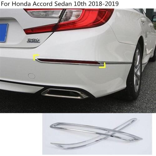 Car Detector ABS Chrome Cover Trim Back Tail Rear Fog Light Lamp Frame Parts 2pcs For Honda Accord Sedan 10th 2018 2019 2020