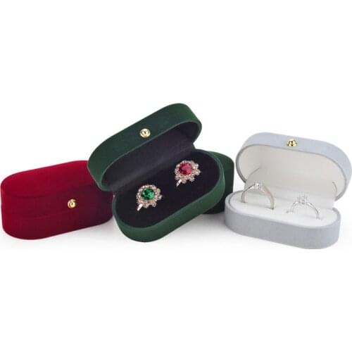 1PC Velvet Trinket Box Ring Box Jewelry Organizer Double Rings BoxJewelry Box Wedding Gift Box Joyeros Organizador De Joyas
