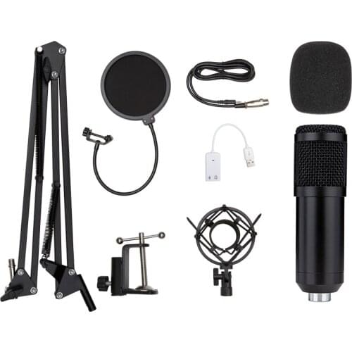 BM 800 Professional Condenser Microphone Set Top Quality bm800 Mic+V8 Sound Card For PC Mic Fit KTV Recording Live broadcast