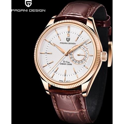 Pagani Design 2021 Top Brand Watch Mens Leather Quartz Watch Stainless Steel 200m Waterproof Clock Luxury Watch Reloj Hombre