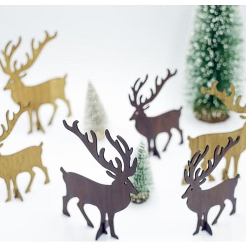 Wooden Elk Shaped Christmas Tree Pendants DIY Carft Ornaments Kid Gift Xmas Party Decor In Fine Style