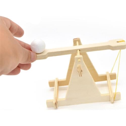 Kids DIY Technological Gizmos Trebuchet Model Board Game Wooden Catapult Vehicle Kits Education Board Game for Children Adults