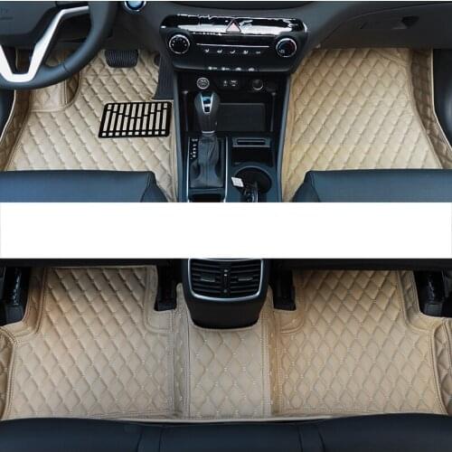 Leather car floor mats for hyundai tucson 2016 2017 2018 2019 2020 mat carpet interior accessories auto foot durable