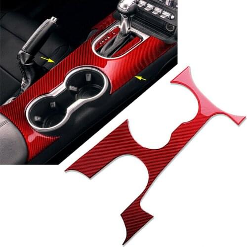 Red Car Interior Gear Shift Panel Cover Decorative Carbon Fiber ABS Trim For Ford Mustang 2015 2016 2017 2018 2019