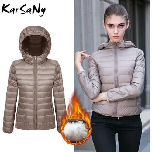 Ultra Light Jacket Women Hooded Winter Plus Size Outwear White Duck Down Jacket Ultra Light Weight Down Coat For Women Plus Size