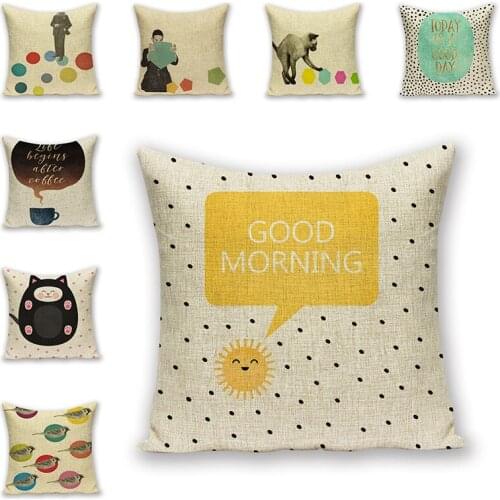 Cute Cartoon Cushion Covers Simple Decorative Pillowcase Art Seat Accessories Impresso Capa de Almofada Decorative Home Decor