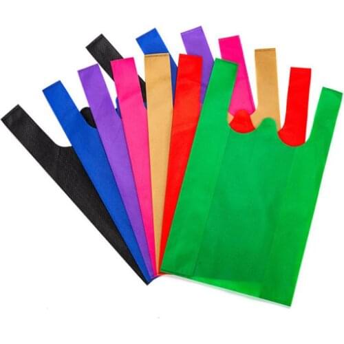 Reusable Shopping Bag Candy Color Non-Woven Fabric Bags Folding Shopping Bag For promotion/Gift/shoes Grocery Bags Shop 5 Size