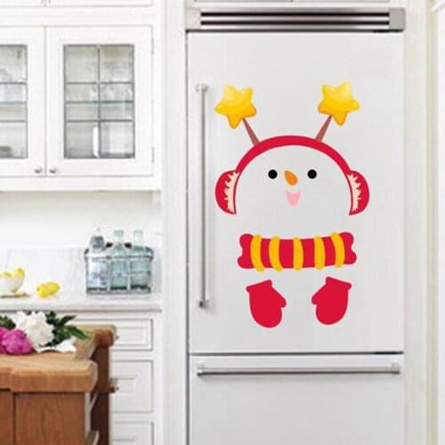 Cartoon Snowman Graffiti Wall Stickers New Year Decal Christmas Window Glass Stickers Christmas Refrigerator Stickers Home Decal
