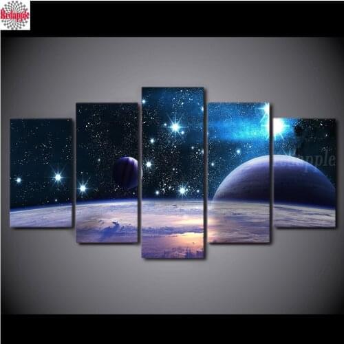 5pcs Outer Space Planet Rhinestones Diamond Painting Cross Stitch Kit DIY 5D Diamond Embroidery art Diamond Mosaic Picture decor