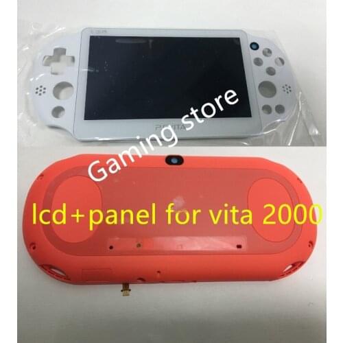 Original new for ps vita for psvita psv 2000 lcd display screen assembled white + back panel cover red + screen protector