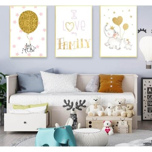 Elephant Posters Pink Star Wall Pictures Girl Room Decor Swan Canvas Painting Ballet Wall Art Poster Kids Nursery Print Cartoon