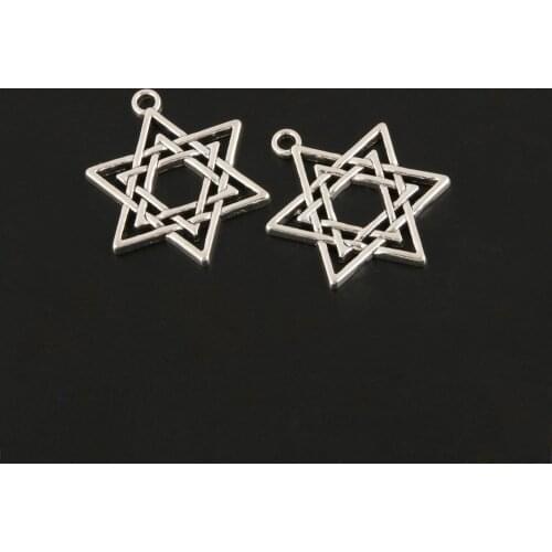10pcs Charms Hollow Star Of David Silver Color Pendant For DIY Handmade Findings Jewelry Making Accessorie
