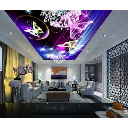 Custom wallpaper ceiling, colorful meteor butterfly for apartment, house, office or retail space background wall wallpaper