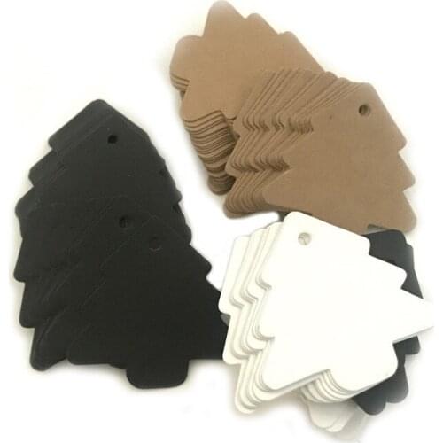 Simple Hot Pop Card Label Kraft Christmas Tree Shape Hang Tag Christmas Party Deco Paper Cards Gift Tag