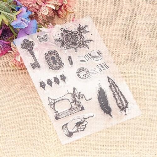 11.5*16CM Sewing Feathers Transparent Clear Stamps / Silicone Seals Roller Stamp For DIY Scrapbooking Photo Album/Card Making