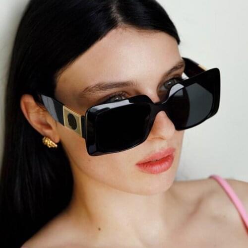 Square Brand Shades For Women Fashion Womens Sunglasses New Oversized travel Vintage Black Big Sunglasses Eyewear UV400