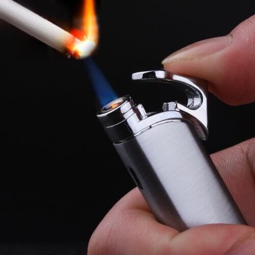 Light Ultra-Thin Metal Jet Torch Lighter Long Stripe Turbo Butane Gas Lighter 1300 C Windproof Cigar Cigarettes Portable Lighter