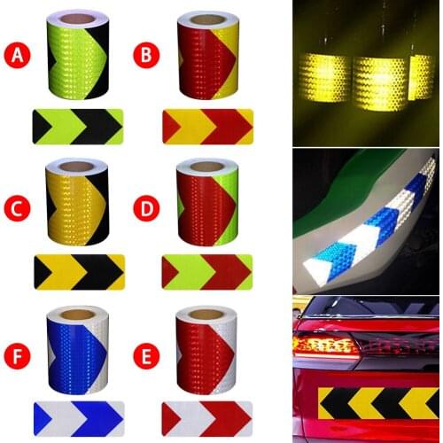 5cm*3m Car Arrow Safety Mark Warning Tape Reflective Strip Arrow Lattice Stickers For Bicycle Car Exterior Decoration Accessori