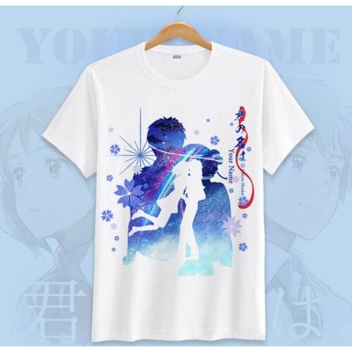 Japanese Anime Your Name Cosplay T Shirt Cartoon Tachibana Taki Miyamizu Mitsuha Printed Summer T-Shirt Graphic Top Tee Costume