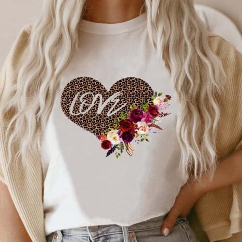 Fashion Leopard Flower Women Print Graphic Fall T-shirt Short Sleeve Tee T Shirt Female Cartoon Top 90s Ladies Clothing