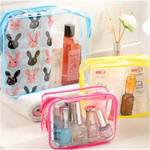 Womens Cosmetic Bag PVC Transparent Toilet Bags Travel Girl Makeup Bag Holder Cosmetics Toiletry Kit Organizer Case