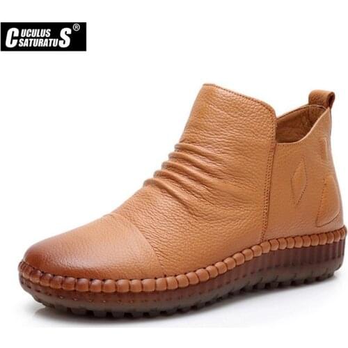 CUCULUS 2020 Autum Winter Boots Genuine Leather Ankle Shoes Vintage Casual Shoes Brand Design Retro Handmade Women Boot 2010
