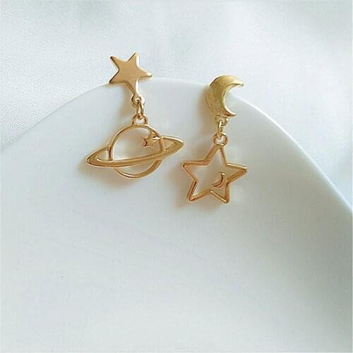 10 pair / lot fashion jewelry accessories new design metal star moon planet earrings women