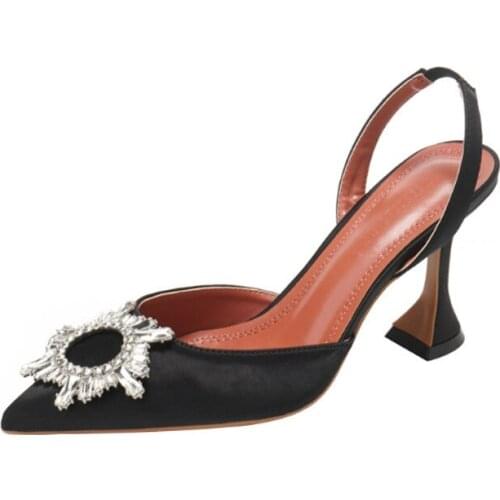 2021 Brand women Pumps luxury Crystal Slingback High heels Summer bride Shoes Comfortable triangle Heeled Party Wedding Shoes