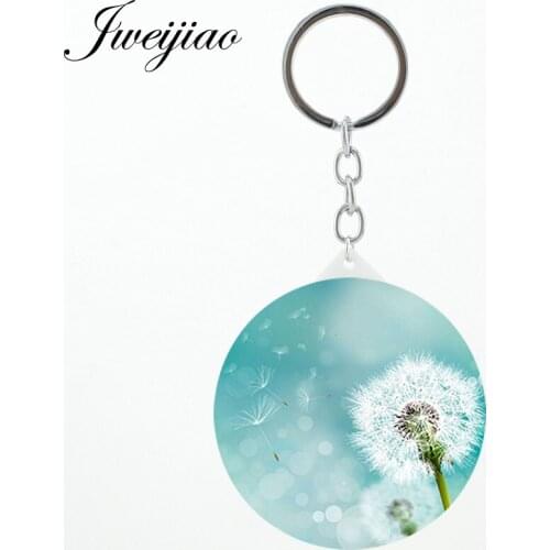JWEIJIAO 1 pic sell loating Dandelion Purse Mirror keychains made in China Tools Accessories Makeup mirrors for girls gift DA01