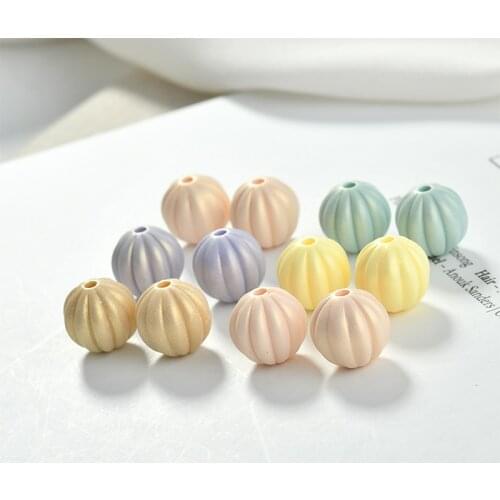 Japanese-Style Macaron Color Micro Flash Pumpkin Beads Acrylic-Based Resin Straight Hole Beads DIY Handmade Ornament 10pcs