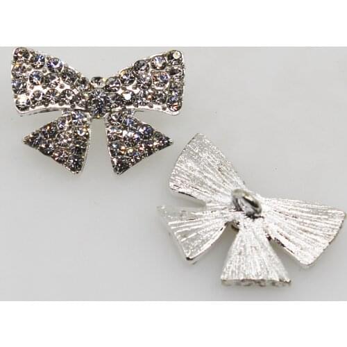 Fashion butterfly 10PC 16*20MM silver Rhinestone Button shank sewing children clothing DIY Coats Suits Decorative Deduction