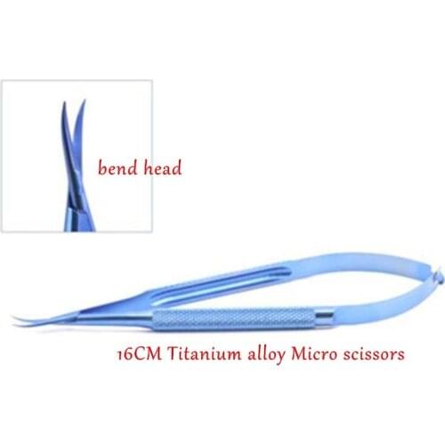16cm bend head micro Cornea scissors Hand tool Surgery Titanium alloy Ophthalmic Instruments high quality