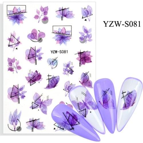 3D Nail Sticker Sketch Ink Flower Slider Nails Art Decoration Wraps Decals Cute Design Adhesive Manicure Tips Stickers Pegatina