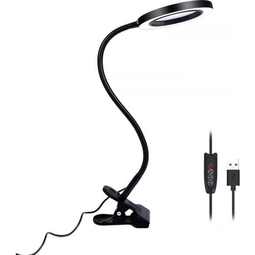 3X 5X USB LED Magnifier Clip-on Table Desk LED Light Reading Live Welding Lamp Magnifying Tool