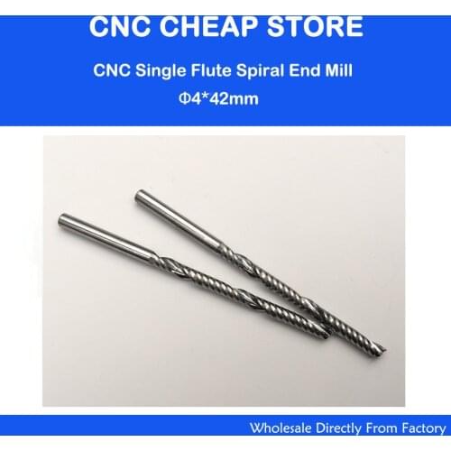 5pcs/lot High Quality Cnc Bits Single Flute Longer Extra Long Spiral Router Carbide End Mill Cutter Tools 4 x42mm OVL 70MM
