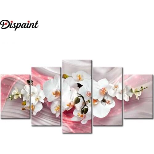 Dispaint 5pcs Full Square/Round Drill 5D DIY Diamond Painting "Flower orchid" Multi-picture Combination Embroidery 5D Decor