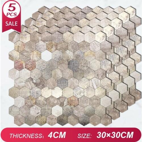 5PCS 30x30CM Wallpaper for Walls Decor Stickers Kitchen Bathroom Living Room Bedroom Self-adhesive Panel Metal/Marble/Wood Grain