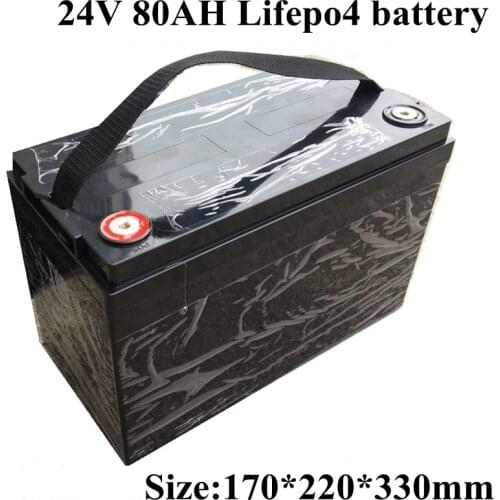 24V 80Ah LiFepo4 Battery Pack for Energy Storage System UPS EV Scooter Motor Home Golf Trolley Solar Street Light+5A Charger