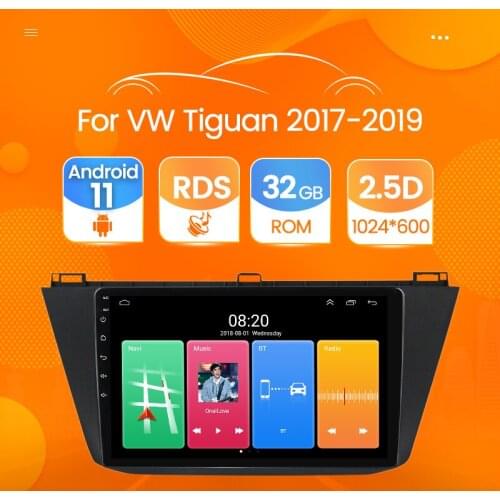 2DIN 2+32G Android 11 Version Car Radio Multimedia GPS Navi Player for Volkswagen VW Tiguan R-line Touran 2017 2018 2019 WIFI BT