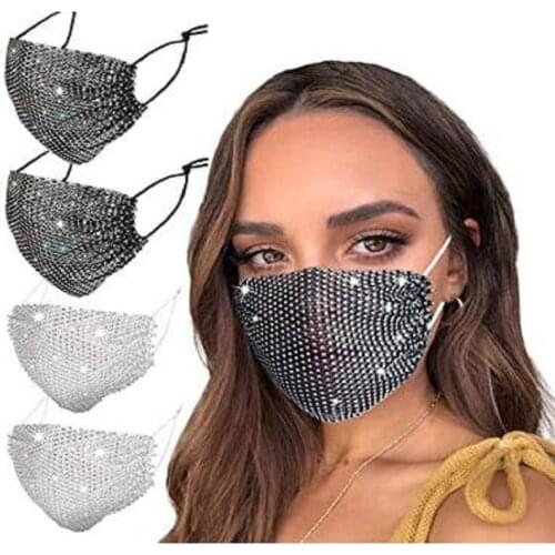 Bling Rhinestone Sequin Crystal Mask for Women Fashion Wedding Decor Jewelry Accessories