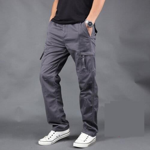 Spring Autumn Mens Cargo Pant Mens Casual Multi Pocket Military Tactical Thin Male Outwear Army Straight Slacks Long Trousers