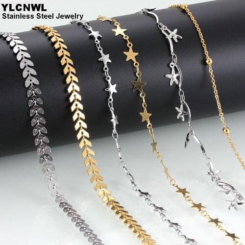 Guarantee Stainless Steel Chain Necklaces For Women Girl Gold Color Pentagon Bead Design Charm Ladies Fashion Jewelry Gift