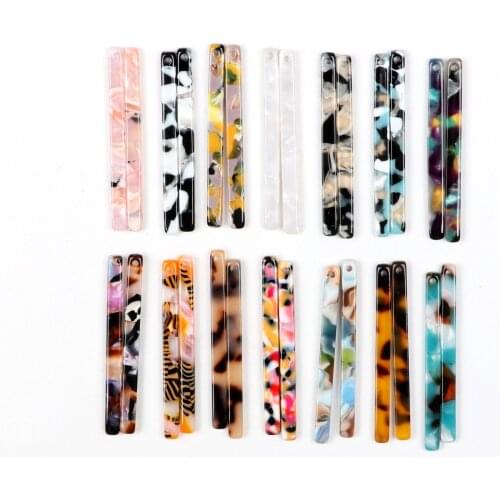 Tortoise Shell Beads,Acetate Acrylic Earrings Charms,Thin Bar Sticks pendant,Long Strip Earrings Part,45mm x 4mm,ACE270L