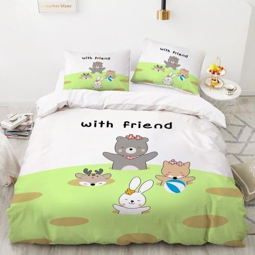 Animal Cartoon Kids Bedding set for children baby girls Duvet cover set pillow case Bed linens Quilt cover 140x200 friend