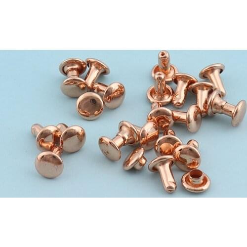 Double Cap Rivets 100sets 5mm Rose Gold plated Rivets Nails Metal studs Leathercraft Round Studs for Bag Garment Bracelet