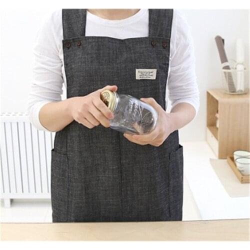 Black cowboy Cotton Apron X strap simple and convenient magic paste Cooking Apron home finishing work clothes