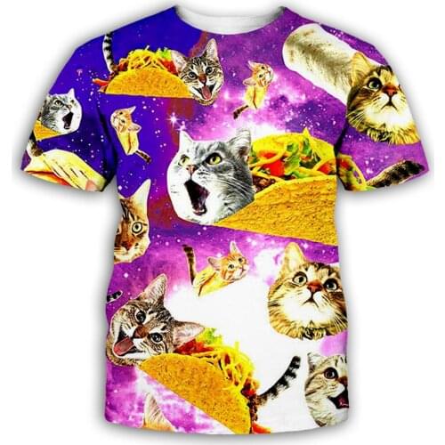 PLstar Cosmos Pizza cat T-shirt Men Women Animal 3D T Shirt funny Clothing Summer Short Sleeved Breathable Tshirt Plus Size