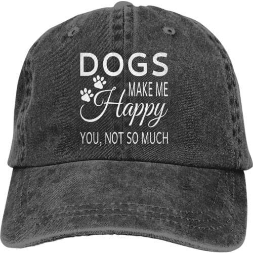 Men Women Denim Hats Dogs Make Me Happy You Not So Much Baseball Caps Adjustable Female Male Sport Snapback Cap Sun Hat