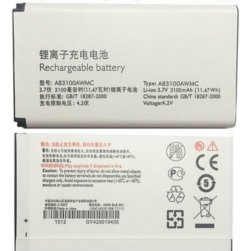 Original AB3100AWMC/MT battery 3100mAh 3.7v 11.47WH for PHILIPS Xenium E181 E180 CTE181 CTE180 Cellphone batteries