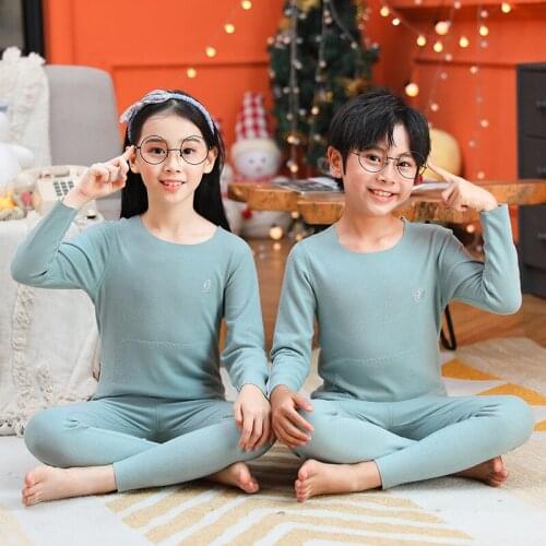 Baby Kids Pajamas Set Autumn Children Sleepwear Two Piece Suit Thermal Underwear Winter Seamless Nightwear Boy Girl Homewear Set